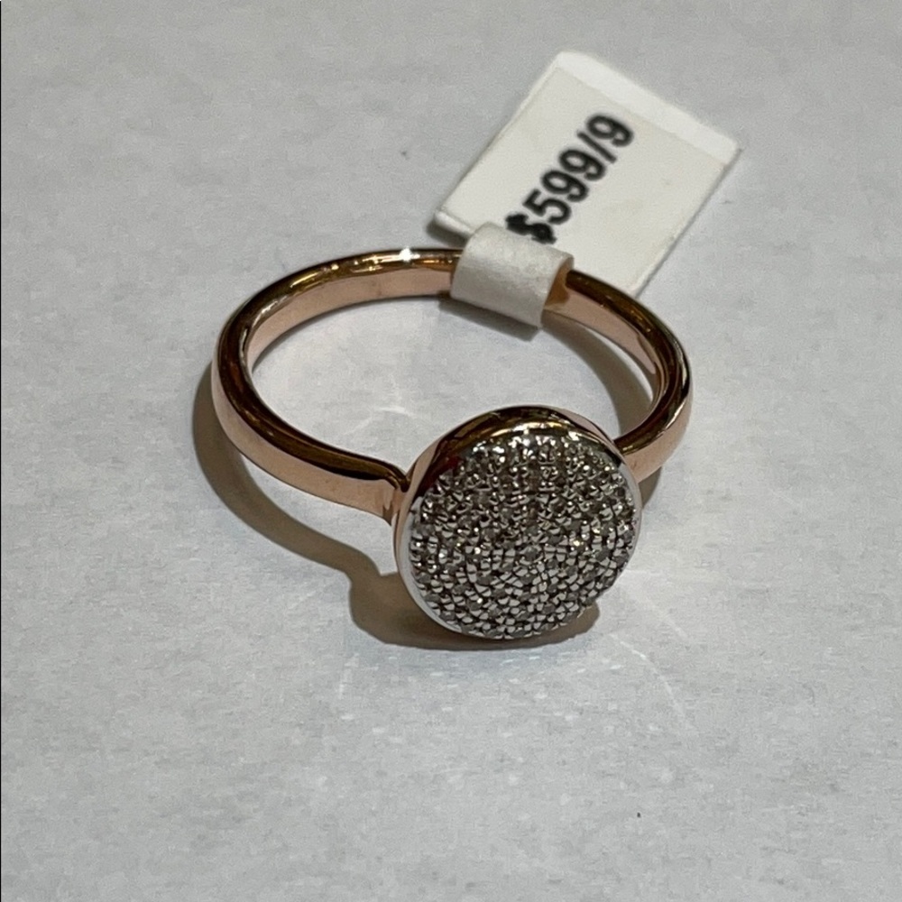 Silver rose gold with diamond ring.